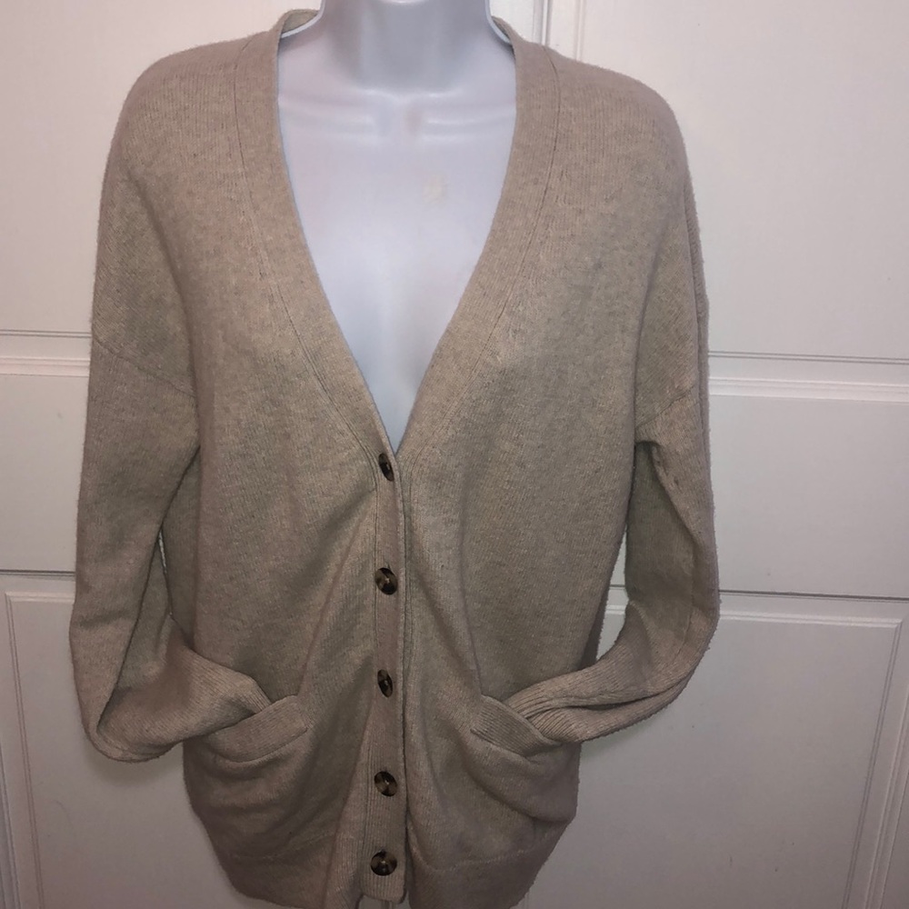 J. Crew Beige Knit Button-Up Cardigan